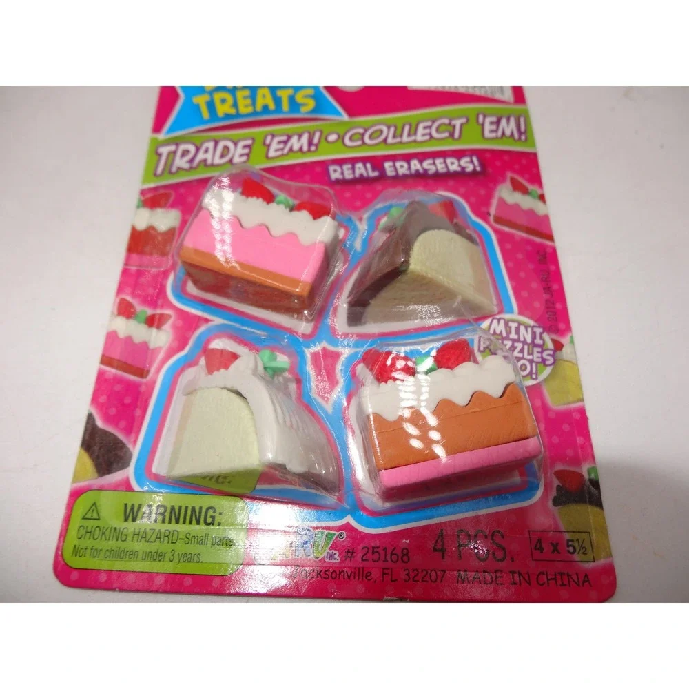 Jaru Sweet Treats 4 Mini Puzzle Erasers New in Package 25168 2012 Cake Slices